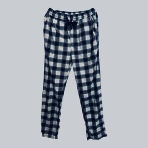 Women's Plaid Flannel Drawstring Navy Blue Gray Soft Cozy cabin Pajama Pants M